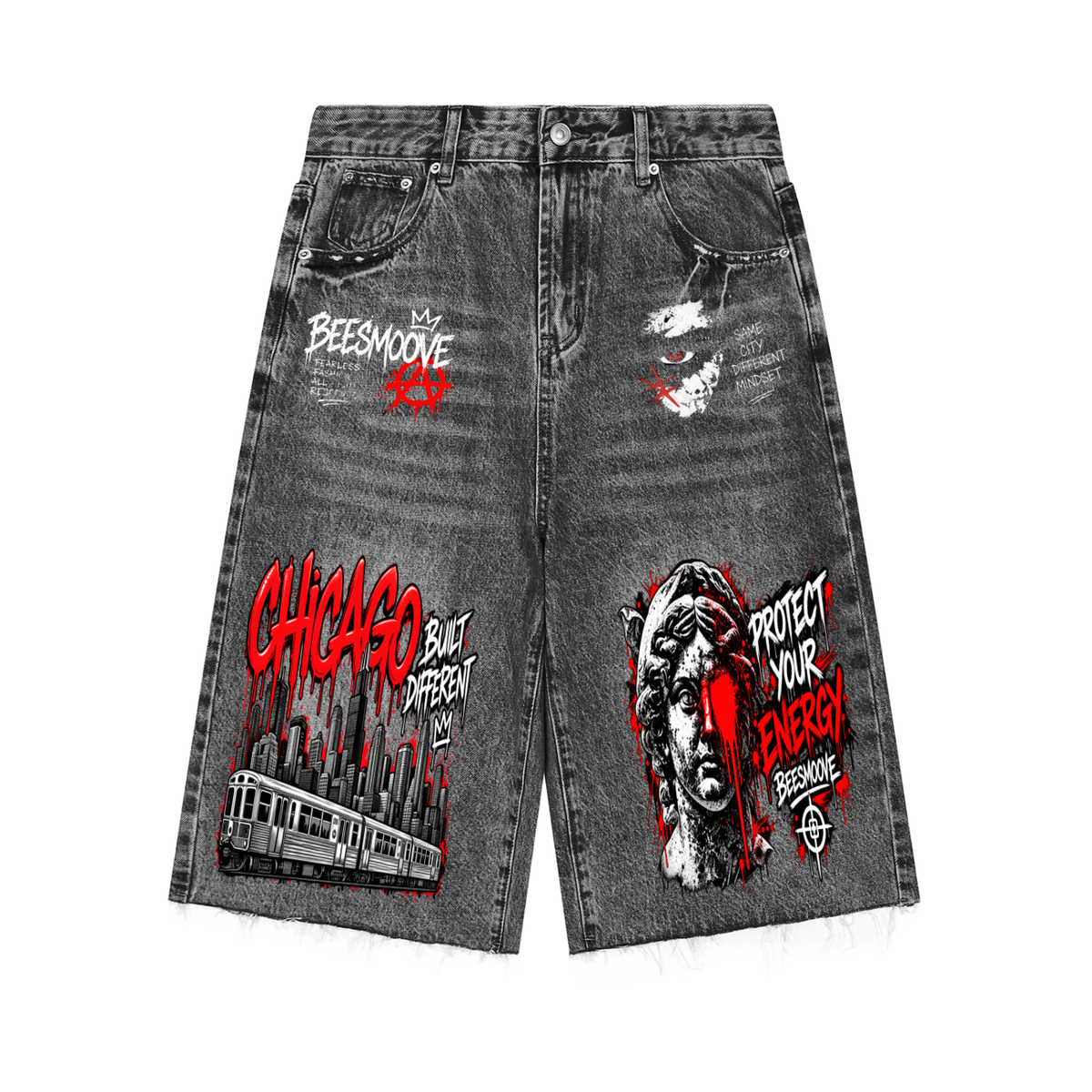 Beesmoove protect your energy Wide Leg Denim Shorts