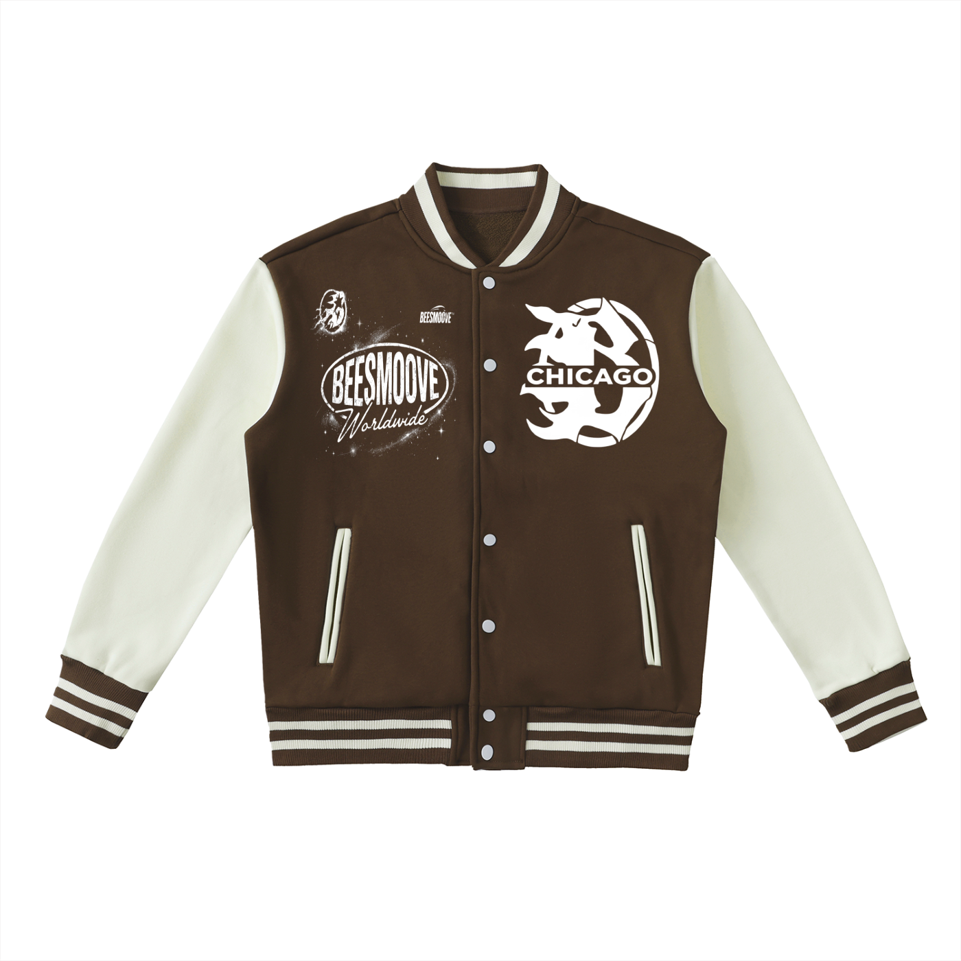 Beesmoove Two-Tone Fleeced Varsity Jacket