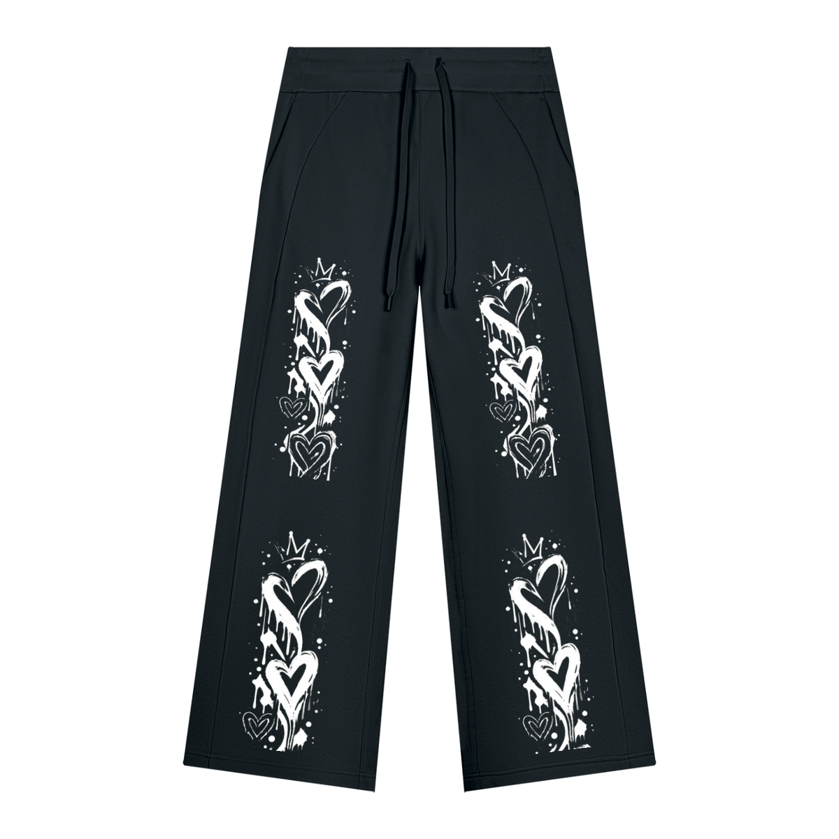 Beesmoove BlackSouth  HEARTBREAK Women's Wide Leg Fleece Sweatpants