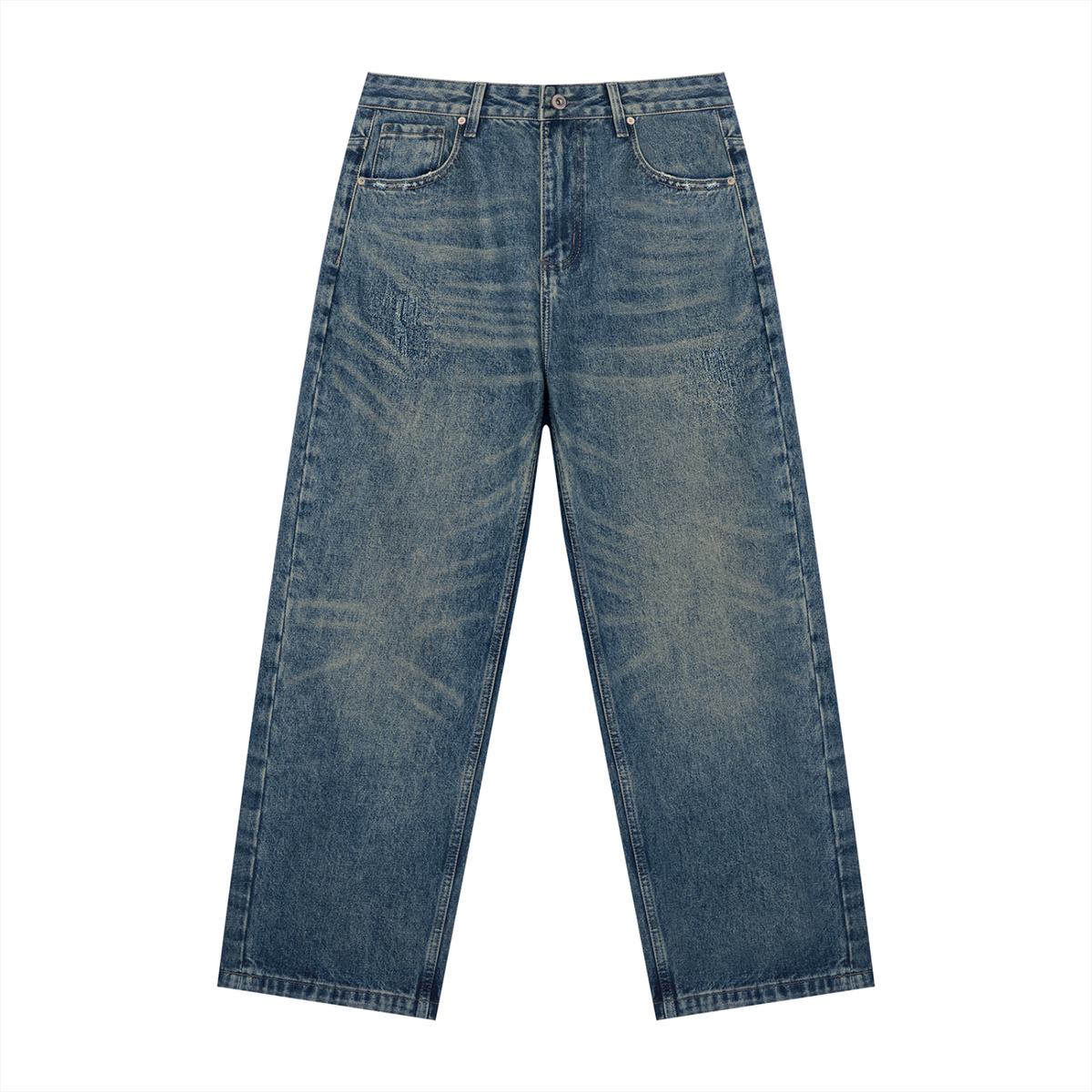 Beesmoove Men's Vintage Wash Denim Jeans
