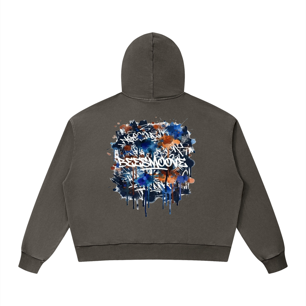 BEESMOOVE BlackSouth art of war Mineral Wash Boxy Hoodie