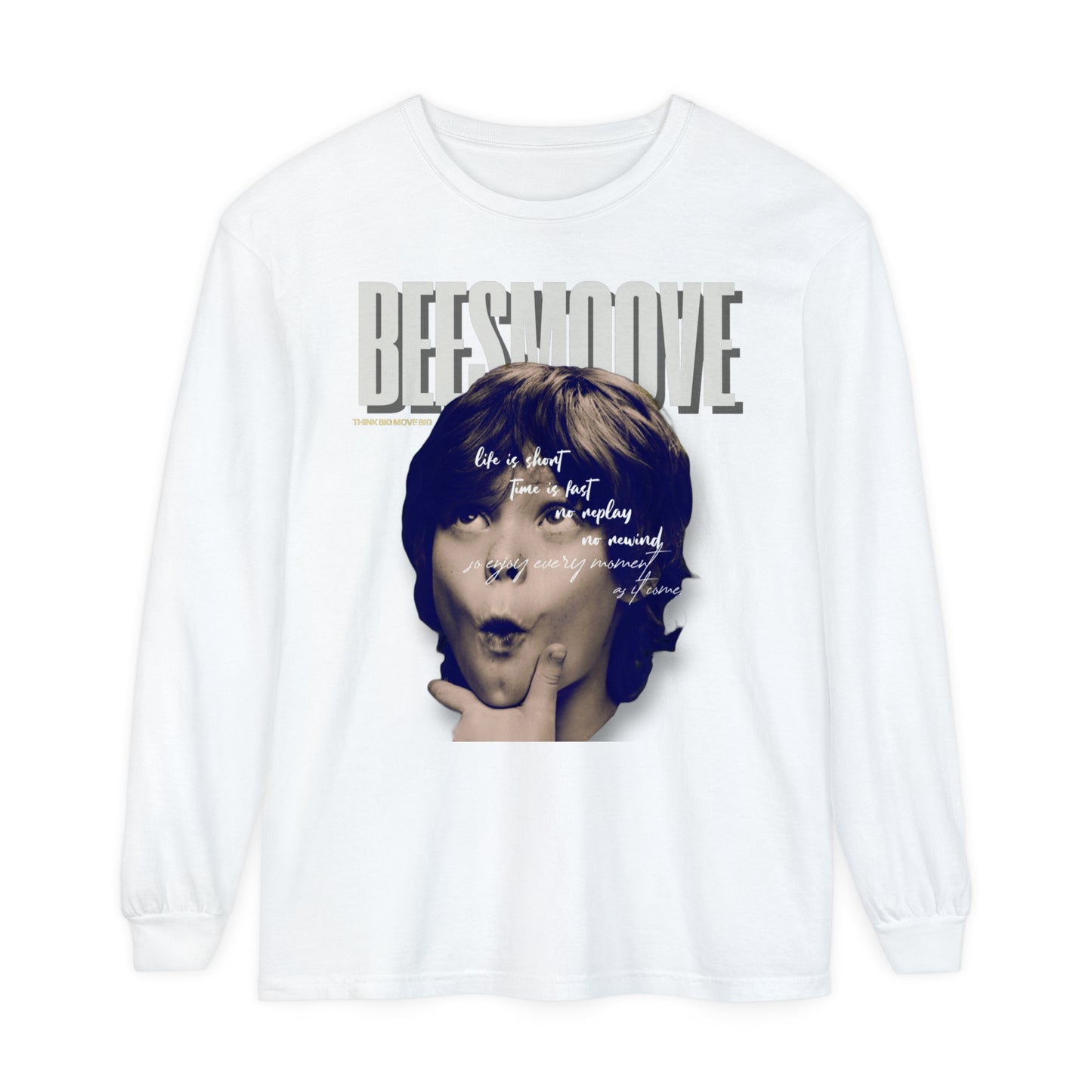 Beesmoove Moments Unreplayed Garment-dyed Long Sleeve T-Shirt - Beesmoove 40.92 Beesmoove White-3XL