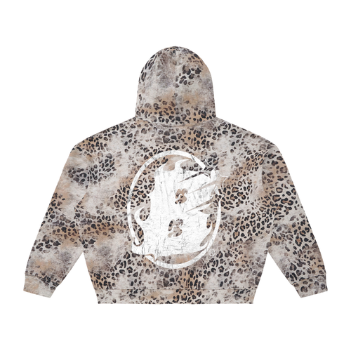 Beesmoove Vintage Wash Leopard Full Zip Hoodie