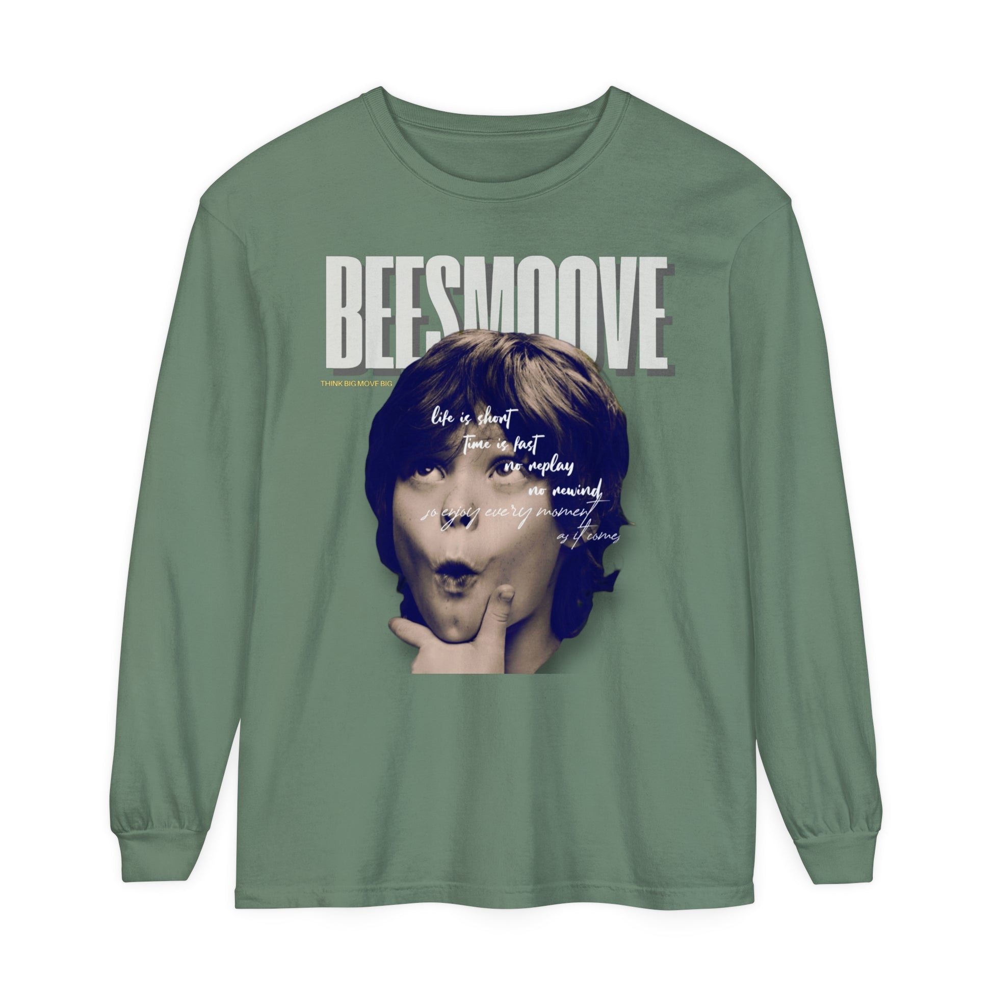 Beesmoove Moments Unreplayed Garment-dyed Long Sleeve T-Shirt - Beesmoove 40.92 Beesmoove Light-Green-3XL