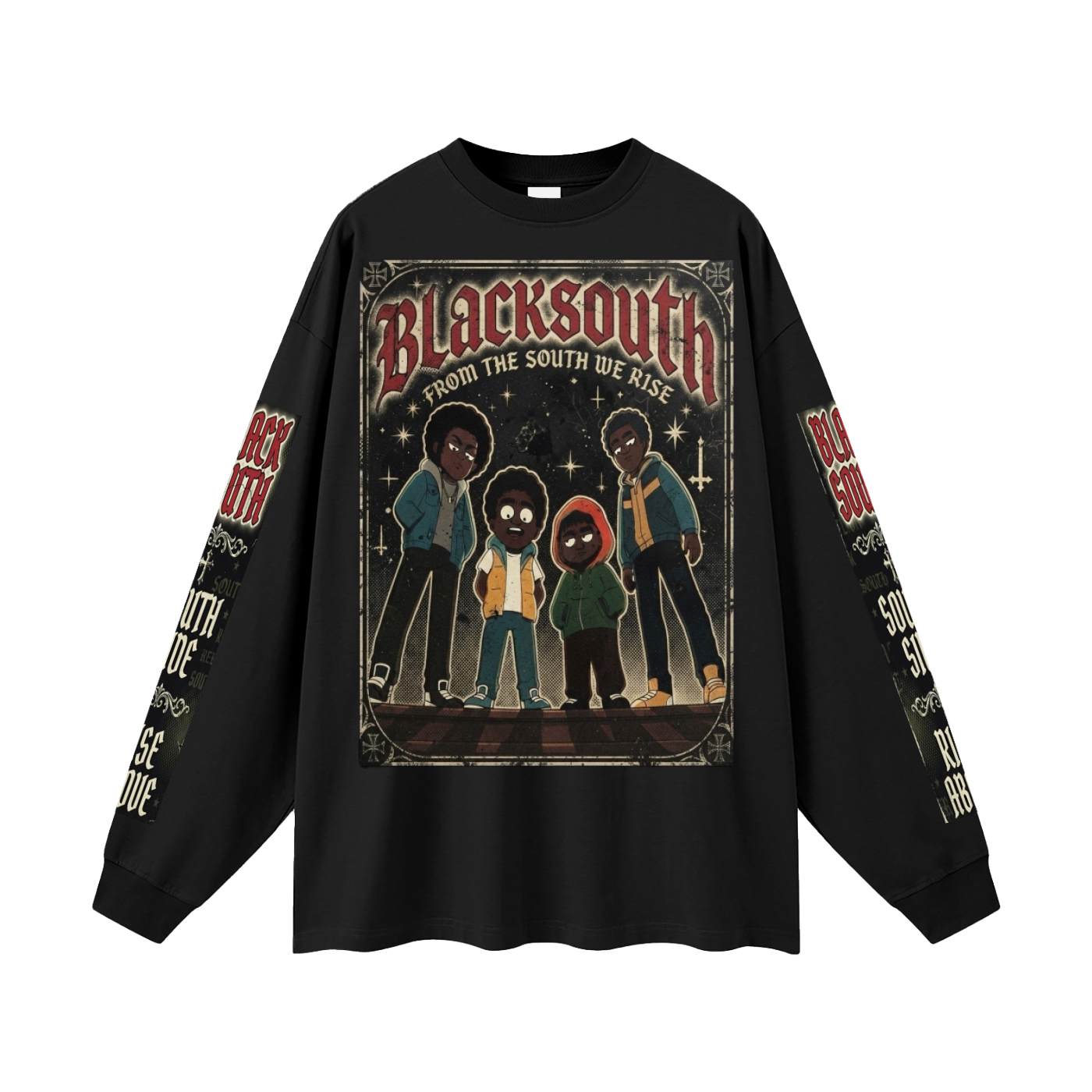 BEESMOOVE BlackSouth FROM THE SOUTH WE RISE Long Sleeve T-Shirt