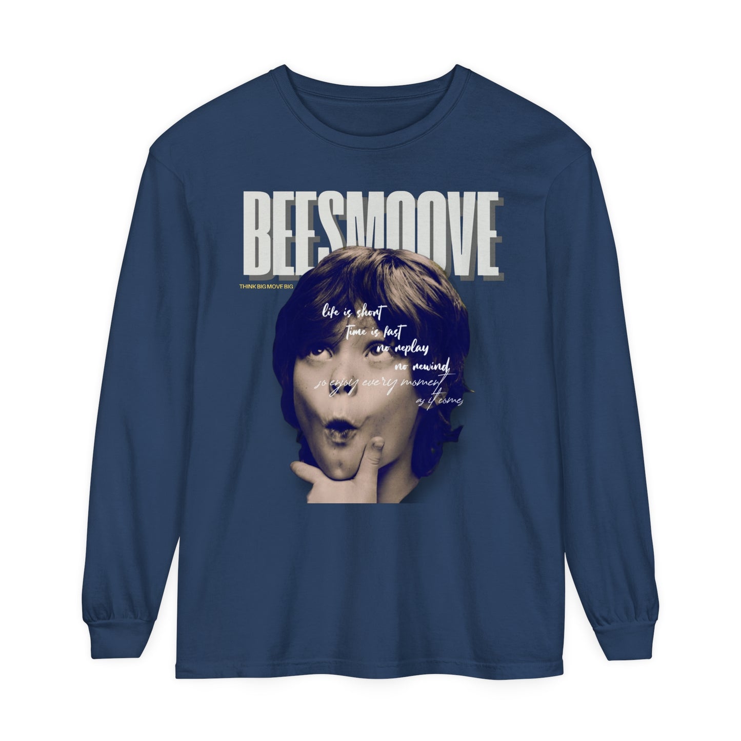 Beesmoove Moments Unreplayed Garment-dyed Long Sleeve T-Shirt - Beesmoove 40.92 Beesmoove Midnight-3XL