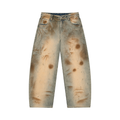 Beesmoove Men’s Vintage Wash Barrel Leg Jeans