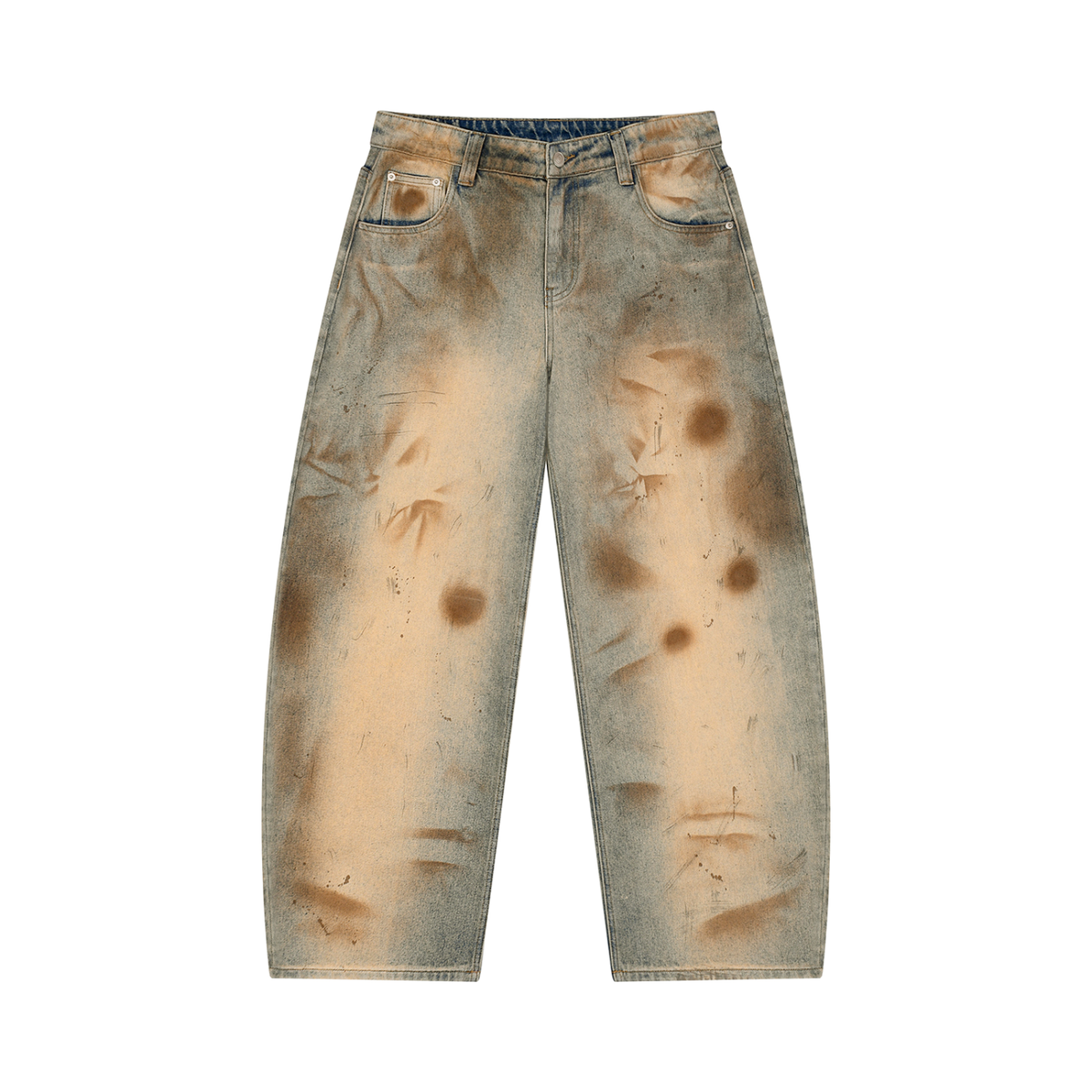 Beesmoove Men’s Vintage Wash Barrel Leg Jeans