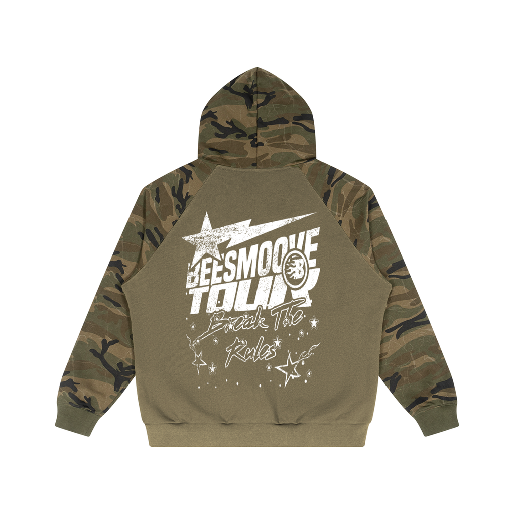 Beesmoove Camo-Splice Raglan Zip Hoodie