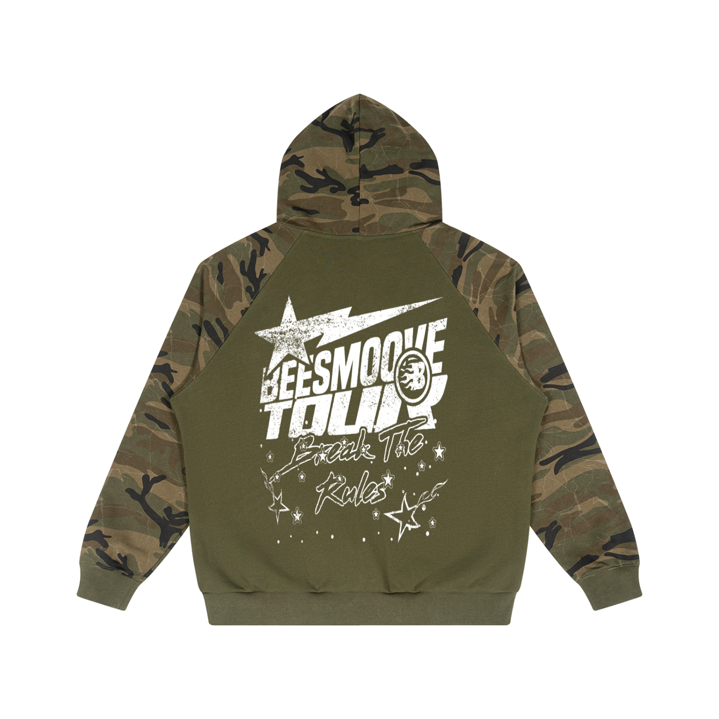 Beesmoove Camo-Splice Raglan Zip Hoodie