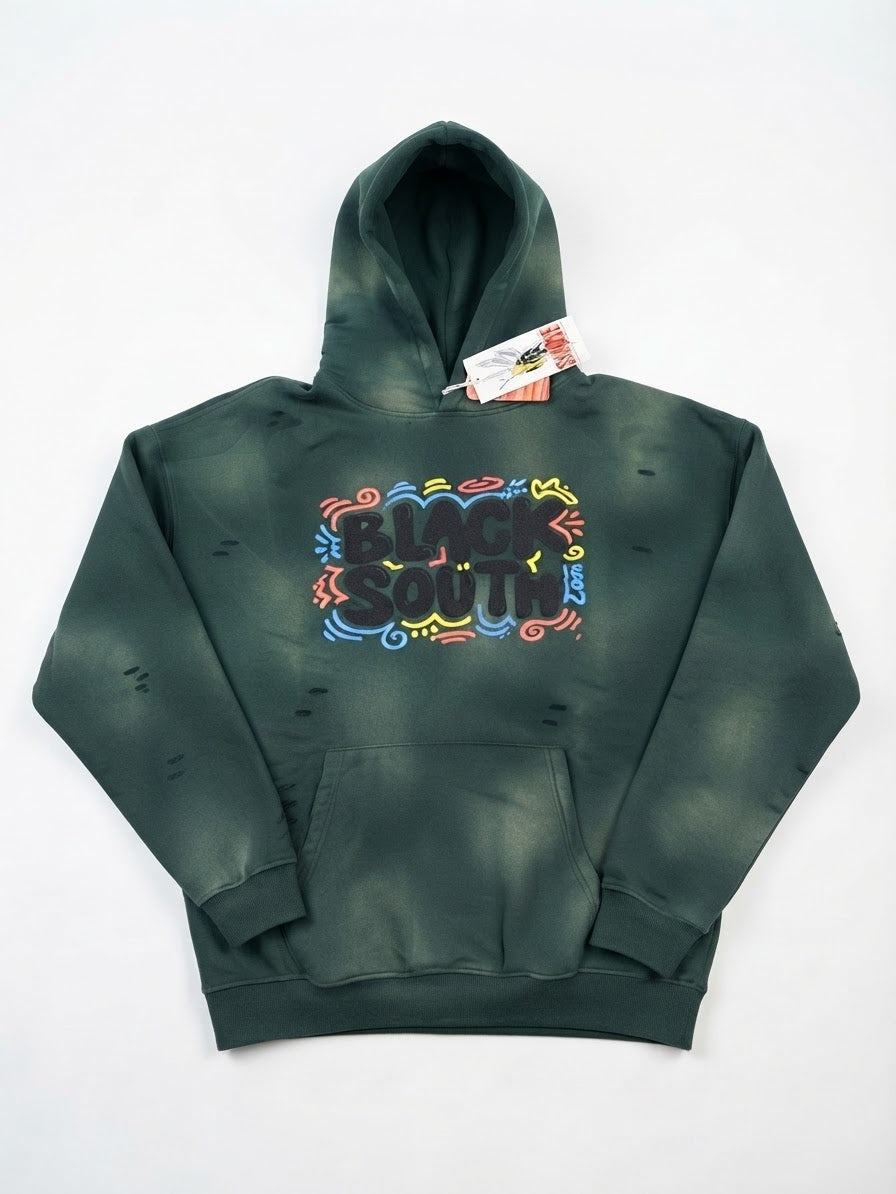 Beesmoove Blacksouth Sunfade Frayed Fleece Hoodie