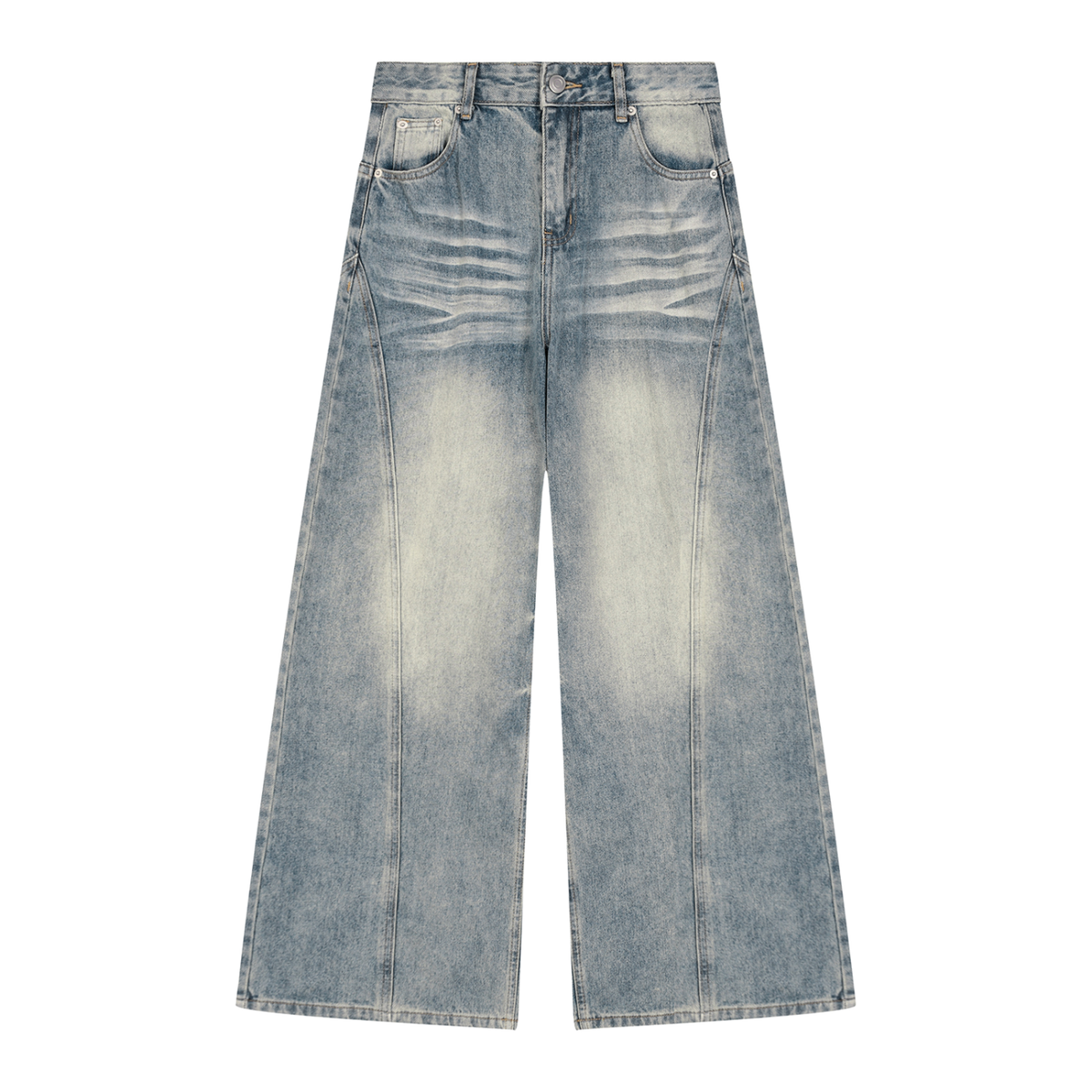 Beesmoove Women’s Vintage Wash Wide Leg Denim Jeans