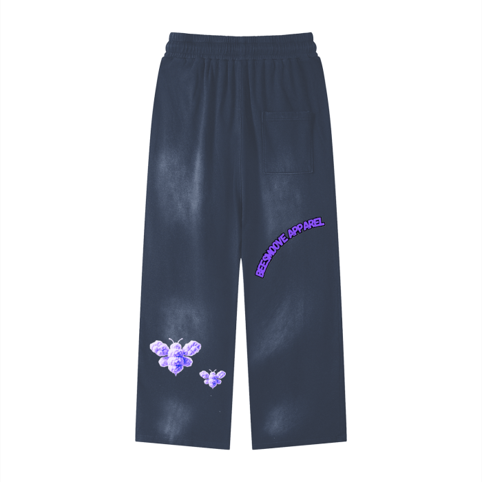 Beesmoove purple loyalty Effortless Athleisure Pure Cotton Handcrafted Monkey Wash Loose fit Sweatpants - Beesmoove  Beesmoove  60.00