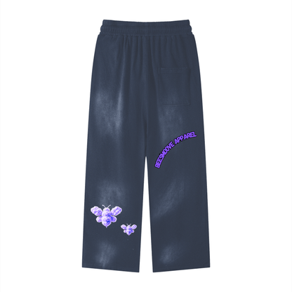 Beesmoove purple loyalty Effortless Athleisure Pure Cotton Handcrafted Monkey Wash Loose fit Sweatpants - Beesmoove  Beesmoove  60.00