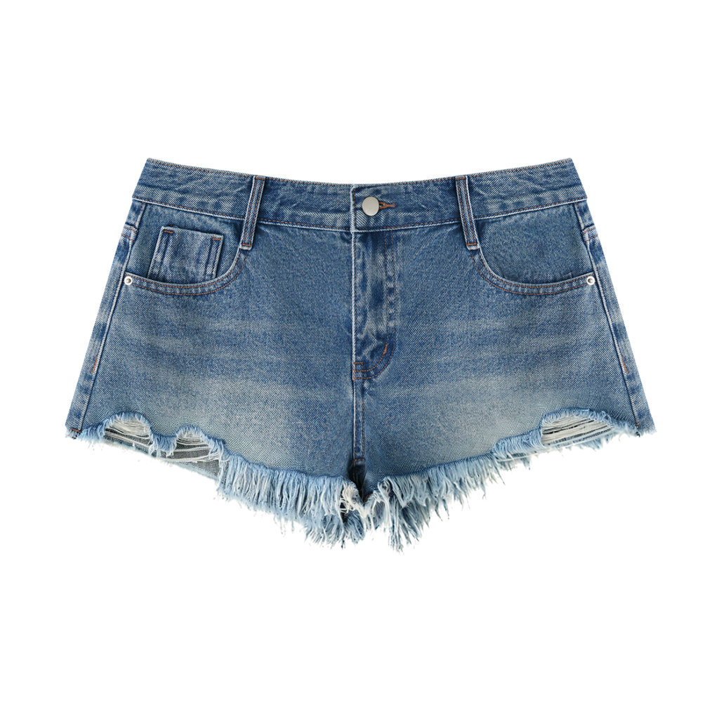 BEESMOOVE Women's Vintage Wash  Denim Shorts