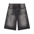 BEESMOOVE Men’s Vintage Wash Wide Leg Denim Shorts