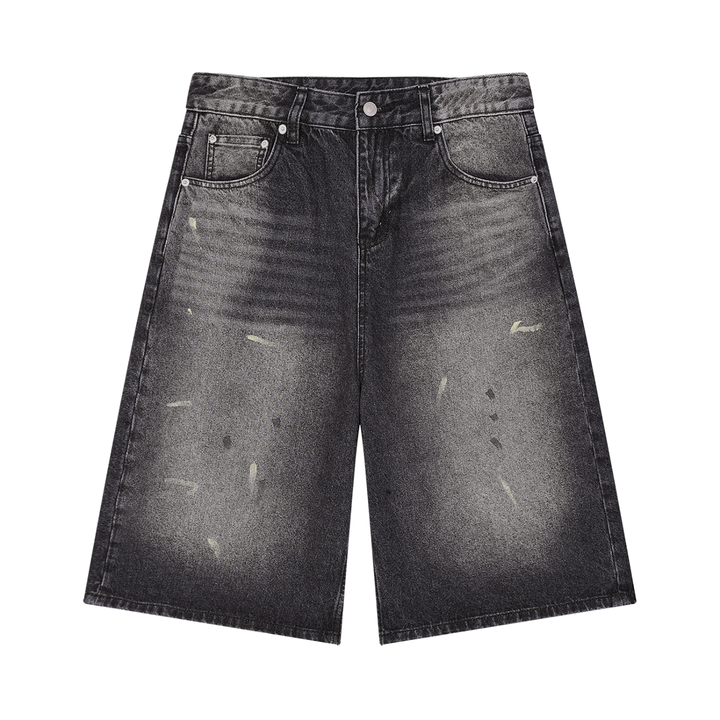 BEESMOOVE Men’s Vintage Wash Wide Leg Denim Shorts