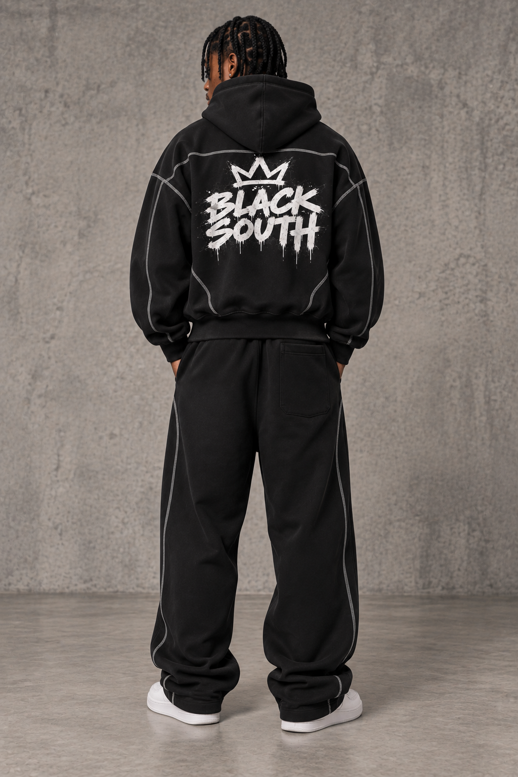 Beesmoove BlackSouth Crownback Set Boxy Zip Hoodie