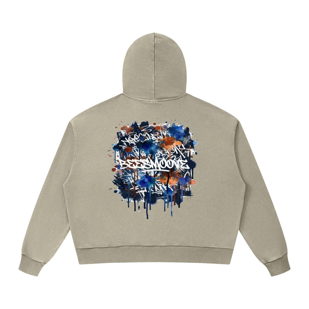 BEESMOOVE BlackSouth art of war Mineral Wash Boxy Hoodie