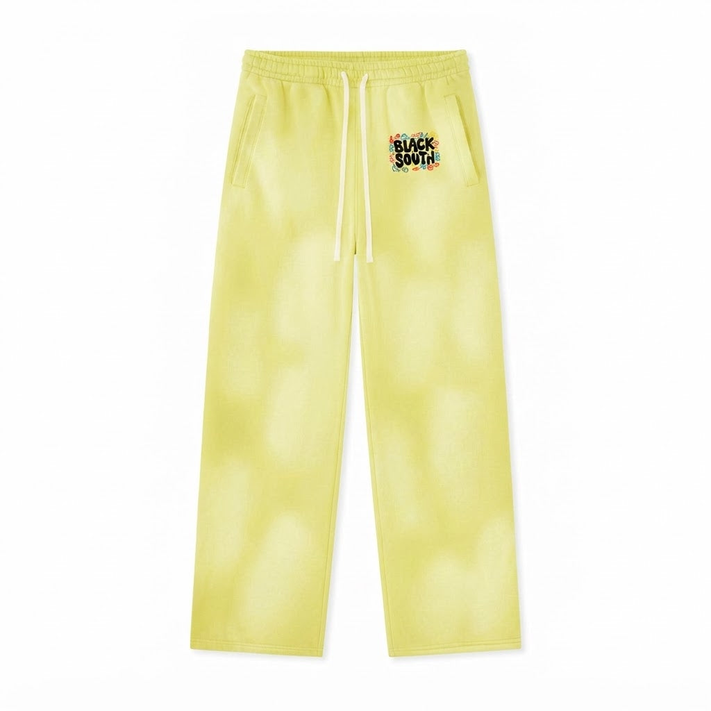 BEESMOOVE BlackSouth Sunfade Wide Leg Fleece Sweatpants