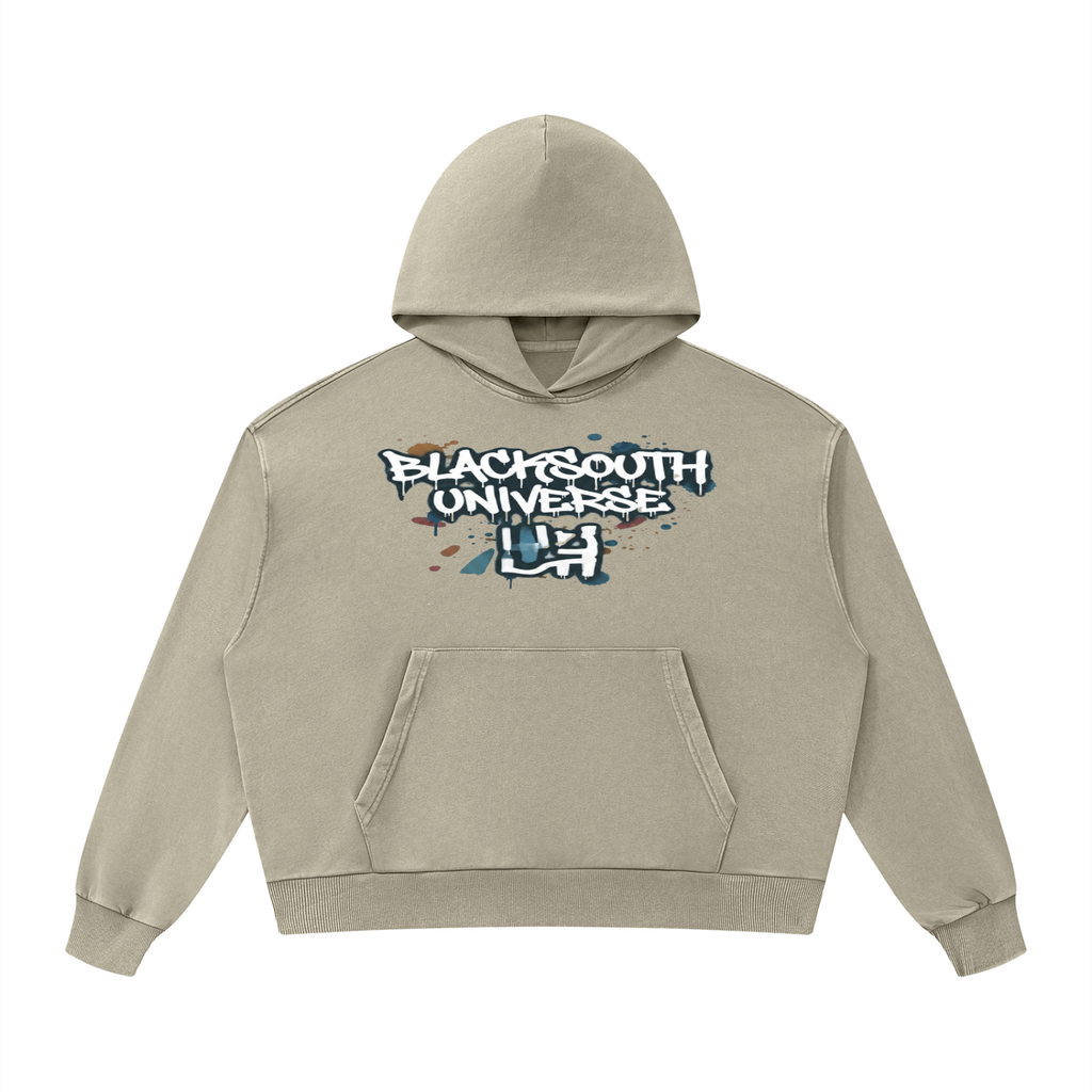 BEESMOOVE BlackSouth art of war Mineral Wash Boxy Hoodie