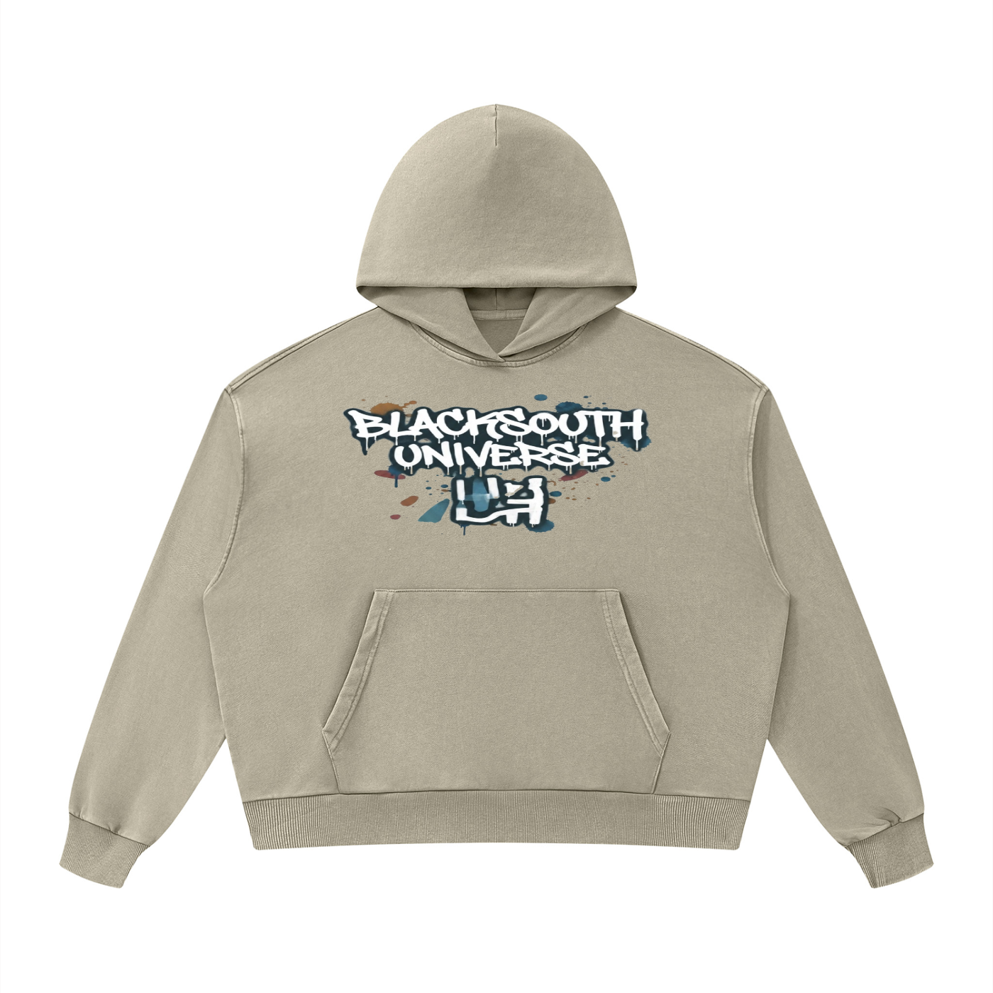 BEESMOOVE BlackSouth art of war Mineral Wash Boxy Hoodie