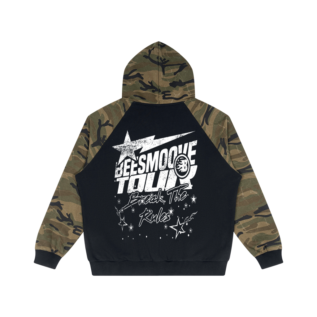 Beesmoove Camo-Splice Raglan Zip Hoodie