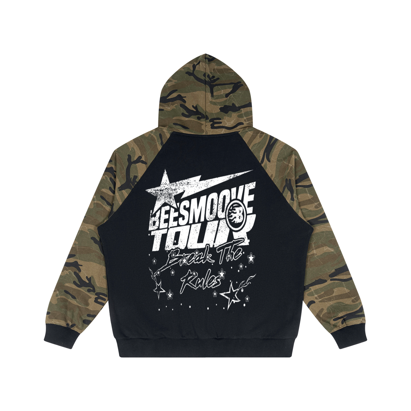 Beesmoove Camo-Splice Raglan Zip Hoodie