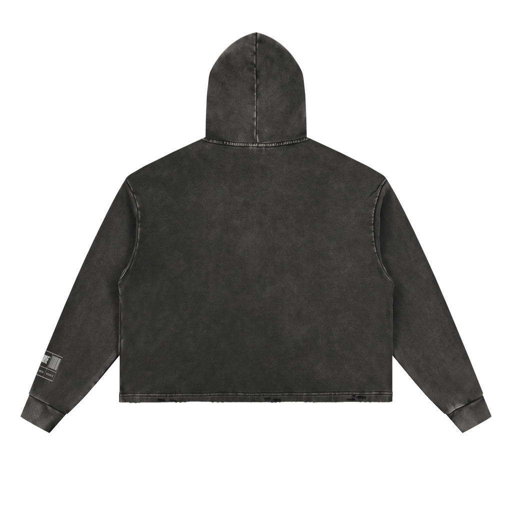 Vintage Washed Frayed-Hem Hoodie