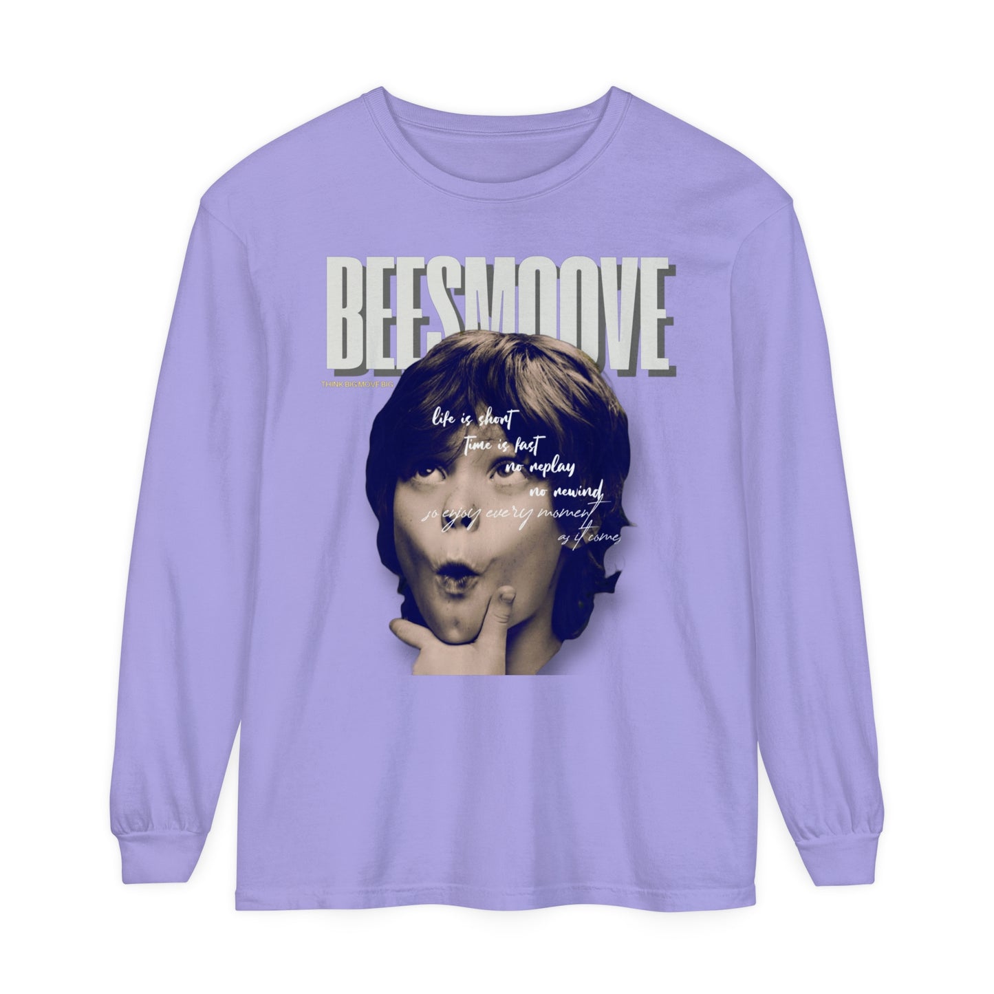 Beesmoove Moments Unreplayed Garment-dyed Long Sleeve T-Shirt - Beesmoove 40.92 Beesmoove Violet-3XL