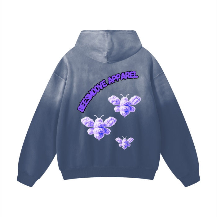 Beesmoove purple loyalty Heavyweight Pure Cotton Handcrafted Monkey Wash Drop Shoulder Oversized Hoodie - Beesmoove  Beesmoove  80.00