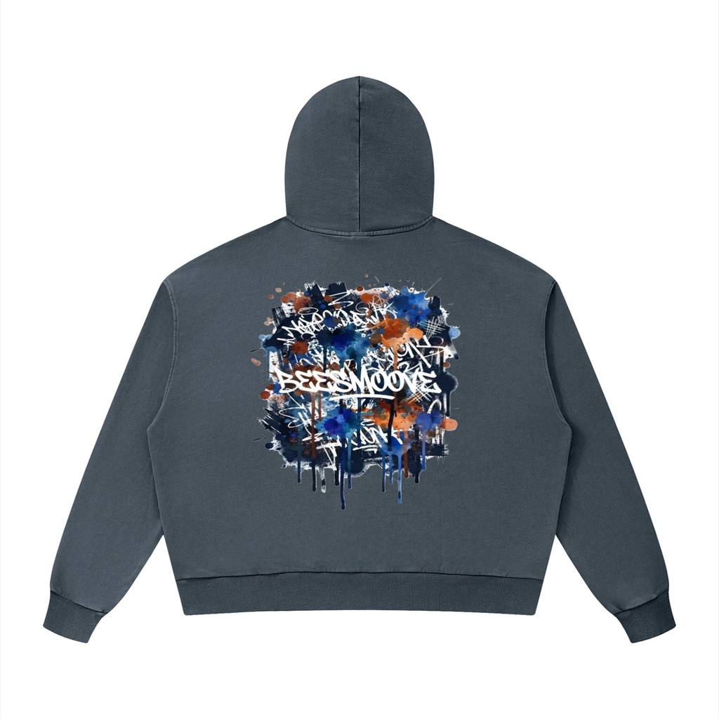 BEESMOOVE BlackSouth art of war Mineral Wash Boxy Hoodie