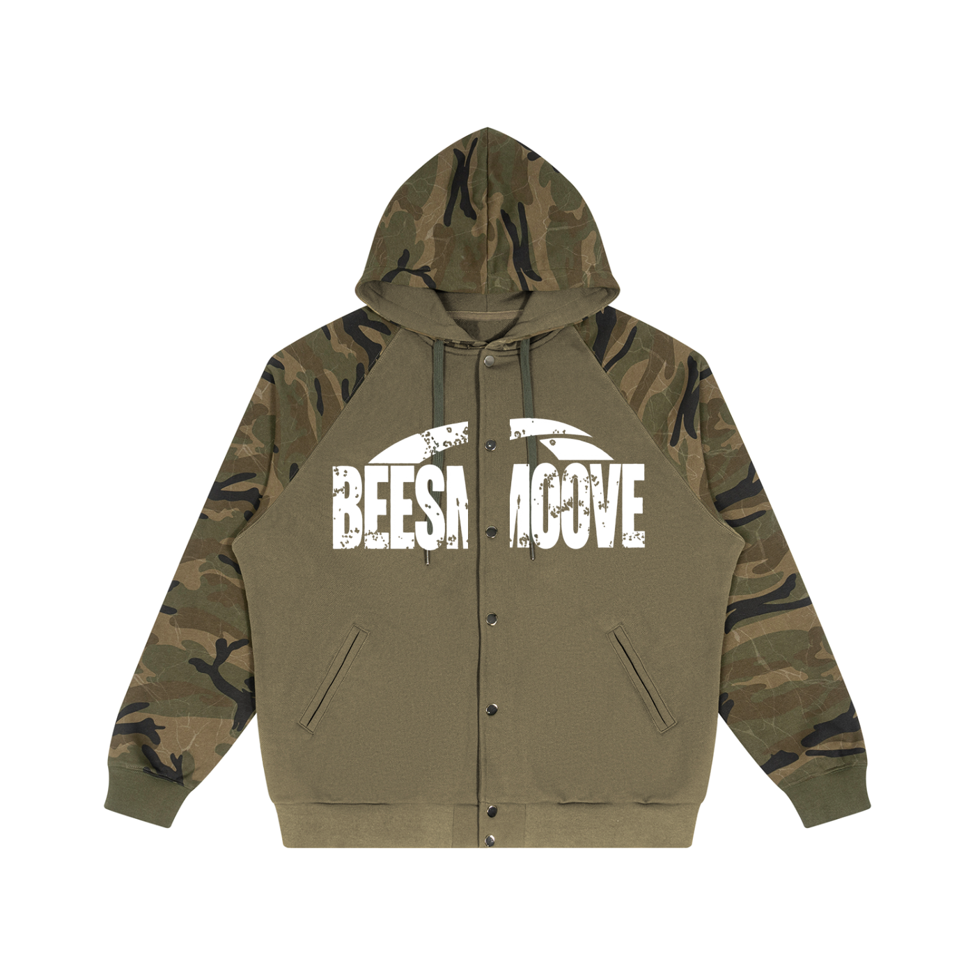 Beesmoove Camo-Splice Raglan Zip Hoodie