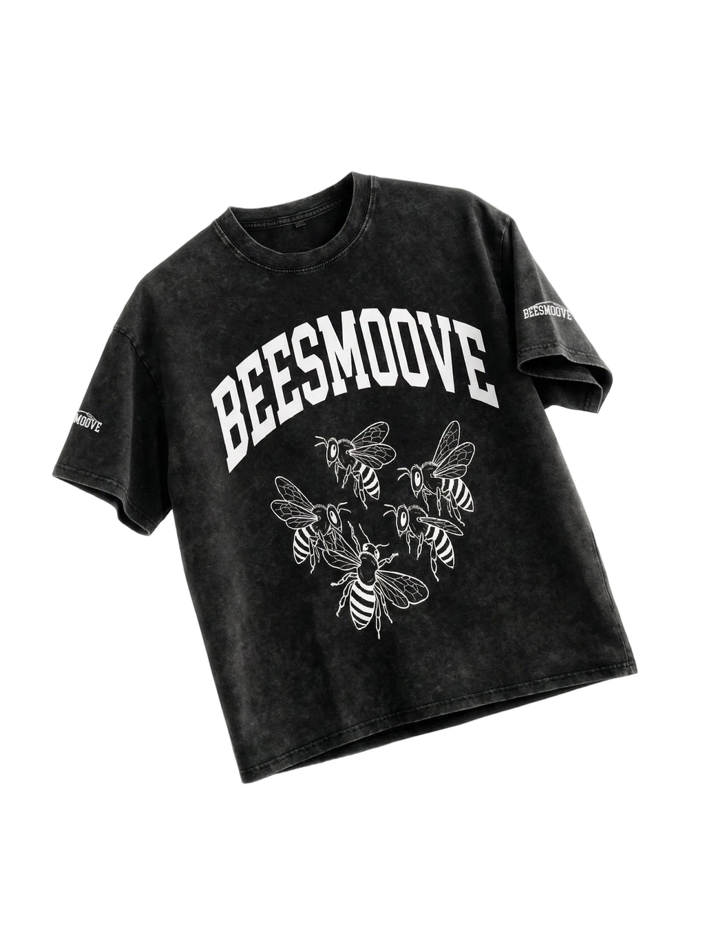 BEESMOOVE “Electric Swarm White
 Washed Oversized Cotton Tee