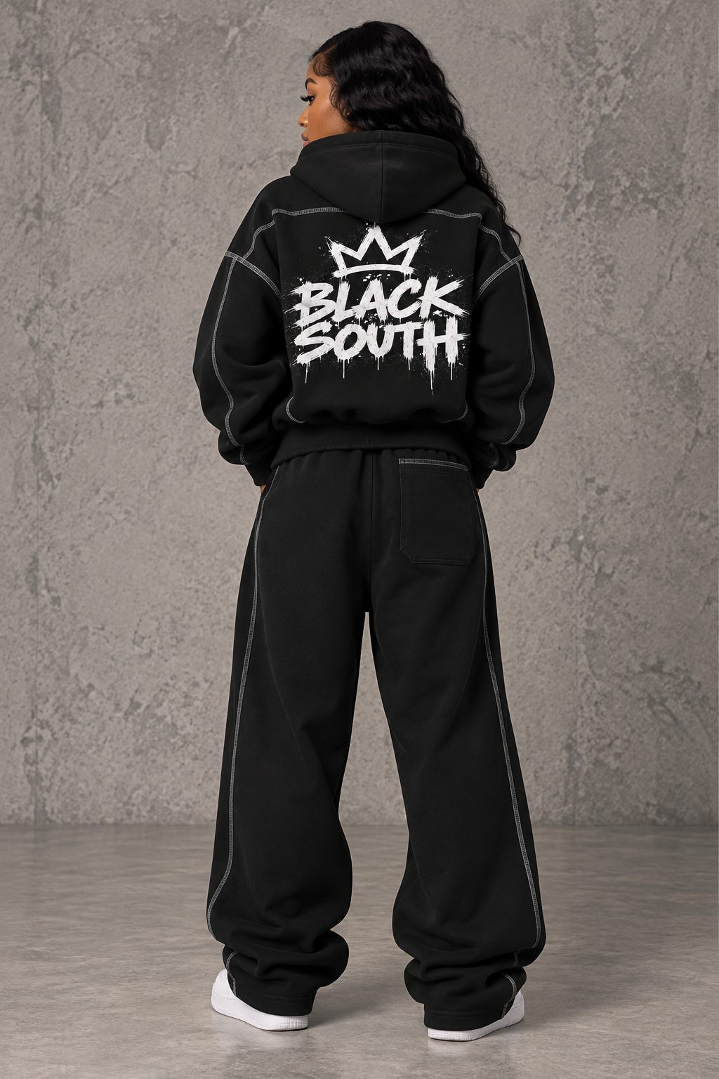 Beesmoove BlackSouth Crownback Set Boxy Zip Hoodie