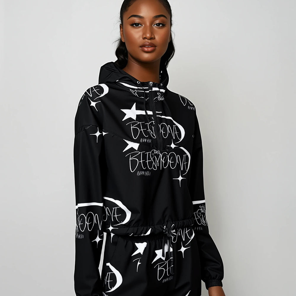 Beesmoove all star famous black Women’s cropped windbreaker