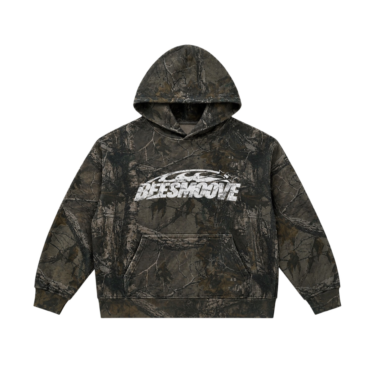 BEESMOOVE Shadow Forest Camo Boxy Hoodie