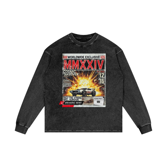 Beesmoove MMXXIV Acid Wash Oversize Long Sleeve T-Shirt - 250 GSM - Beesmoove  Beesmoove Black-Beauty-2XL 58.98