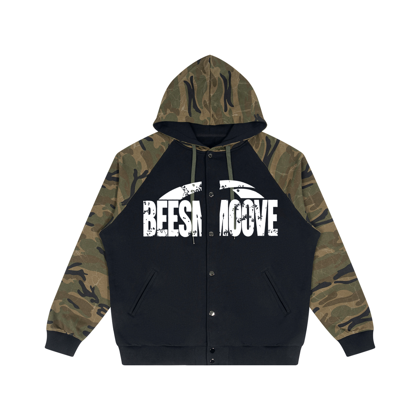 Beesmoove Camo-Splice Raglan Zip Hoodie