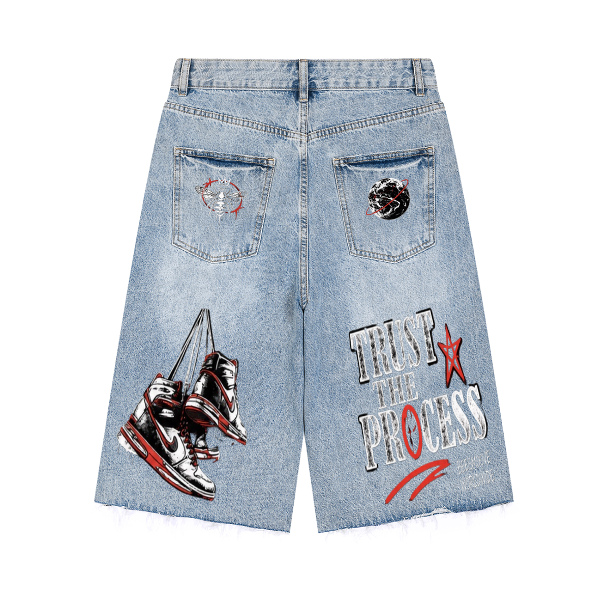 Beesmoove protect your energy Wide Leg Denim Shorts