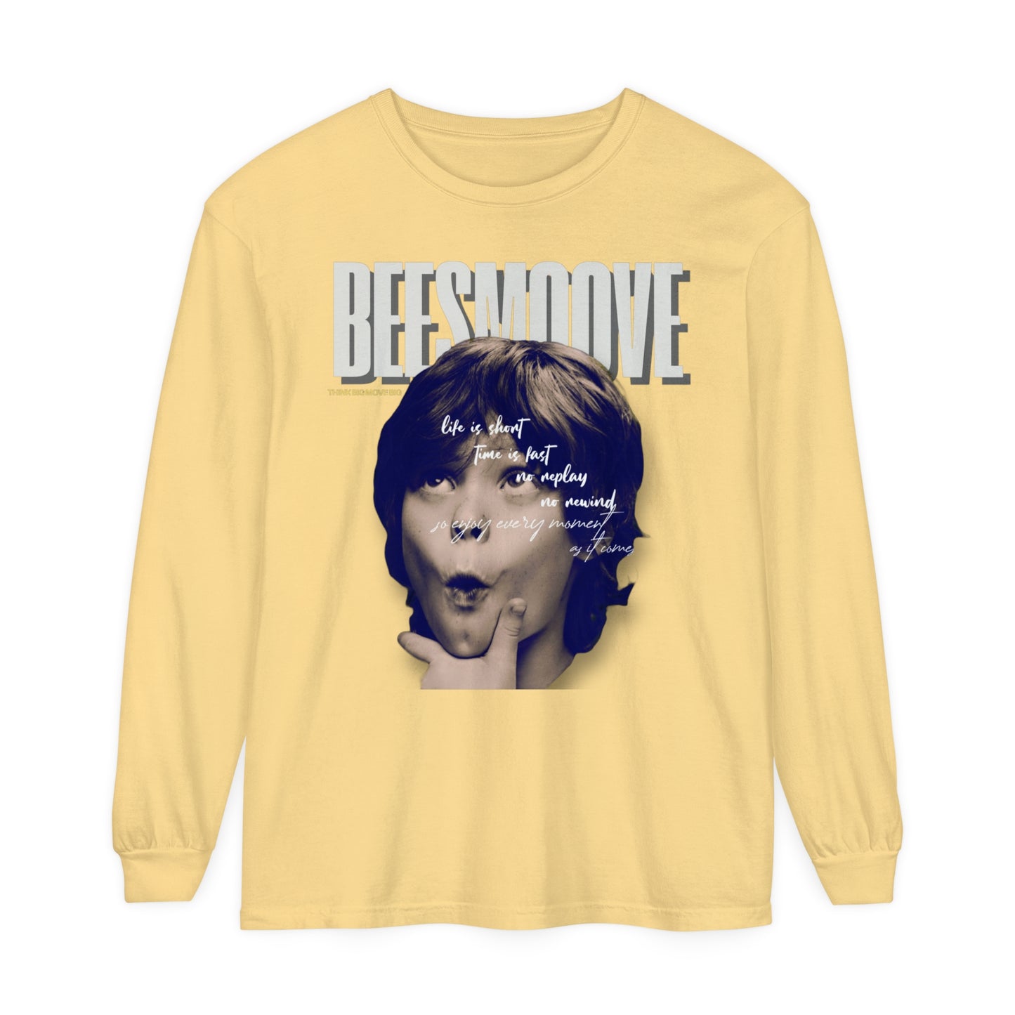 Beesmoove Moments Unreplayed Garment-dyed Long Sleeve T-Shirt - Beesmoove 40.92 Beesmoove Butter-3XL