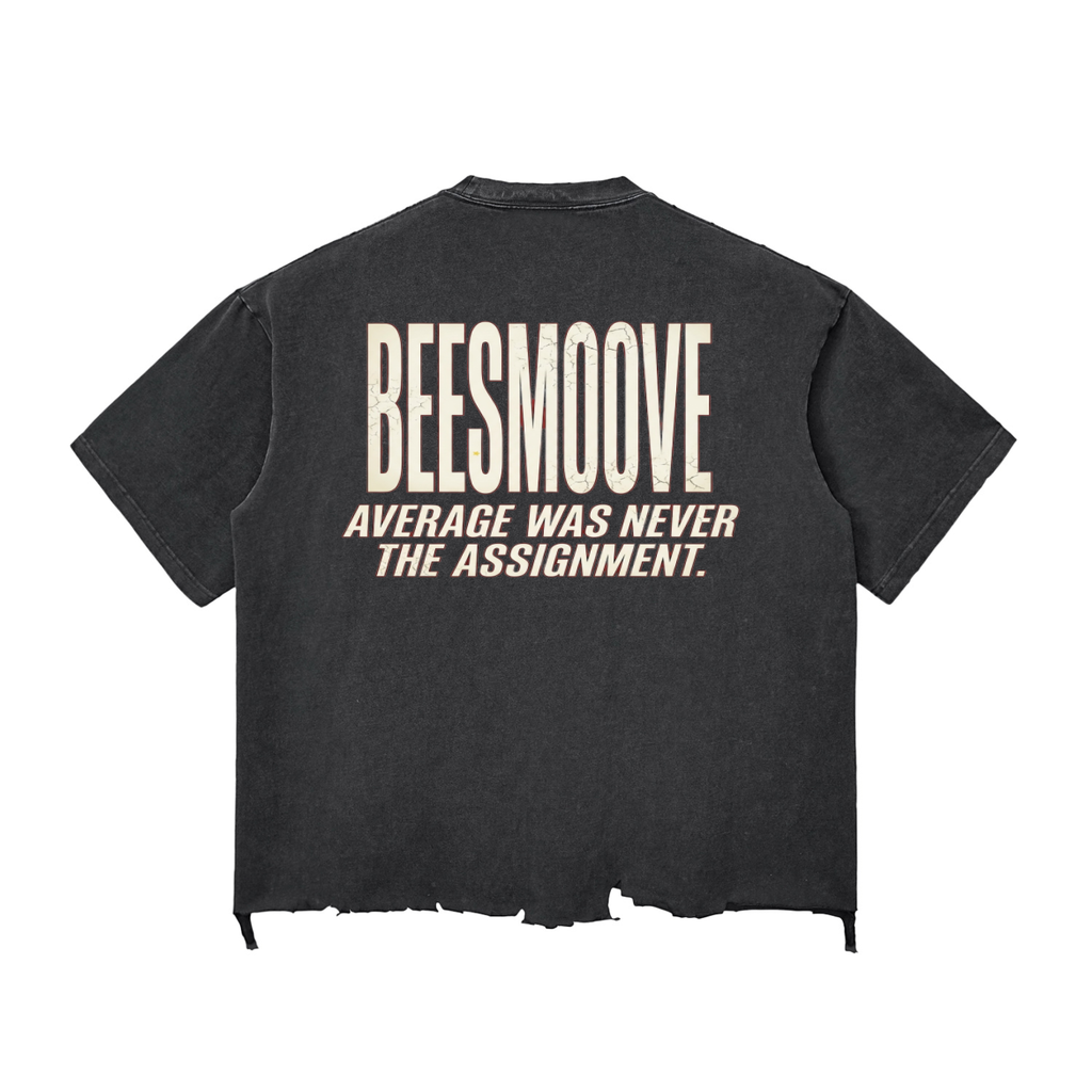 BEESMOOVE “Not Like Them” Raw Hem Wash Raw-Hem Boxy T-shirt