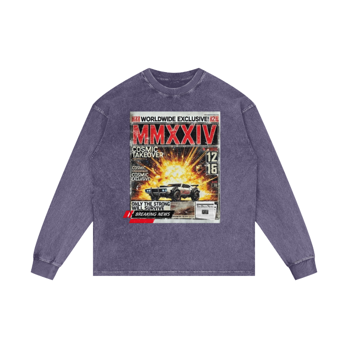 Beesmoove MMXXIV Acid Wash Oversize Long Sleeve T-Shirt - 250 GSM - Beesmoove  Beesmoove Purple-Haze-2XL 58.98