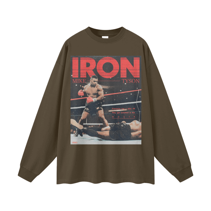 Beesmoove Iron Tyson Long Sleeve Tee - Beesmoove ODMPOD  44.98 Brown-XL