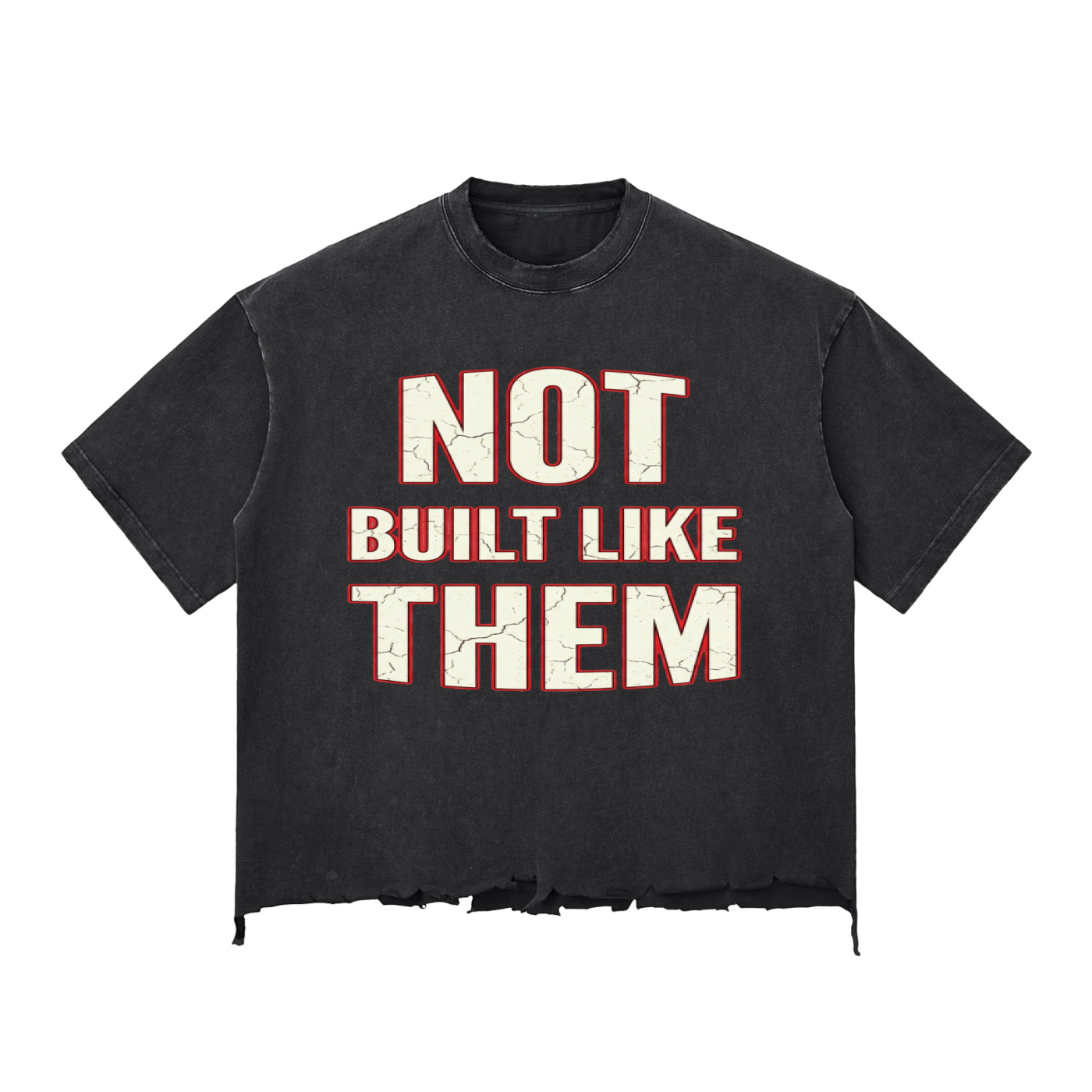 BEESMOOVE “Not Like Them” Raw Hem Wash Raw-Hem Boxy T-shirt