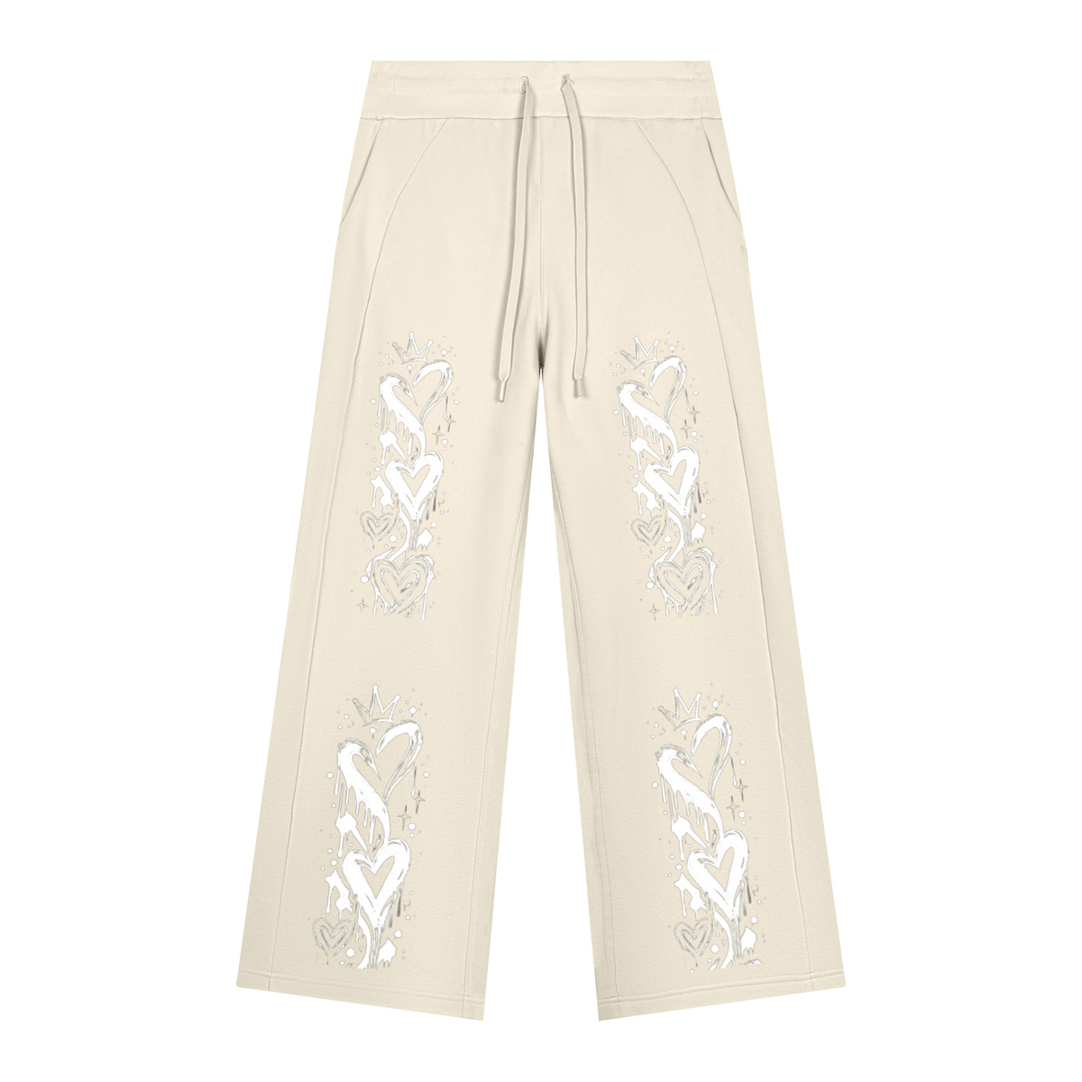 Beesmoove BlackSouth  HEARTBREAK Women's Wide Leg Fleece Sweatpants