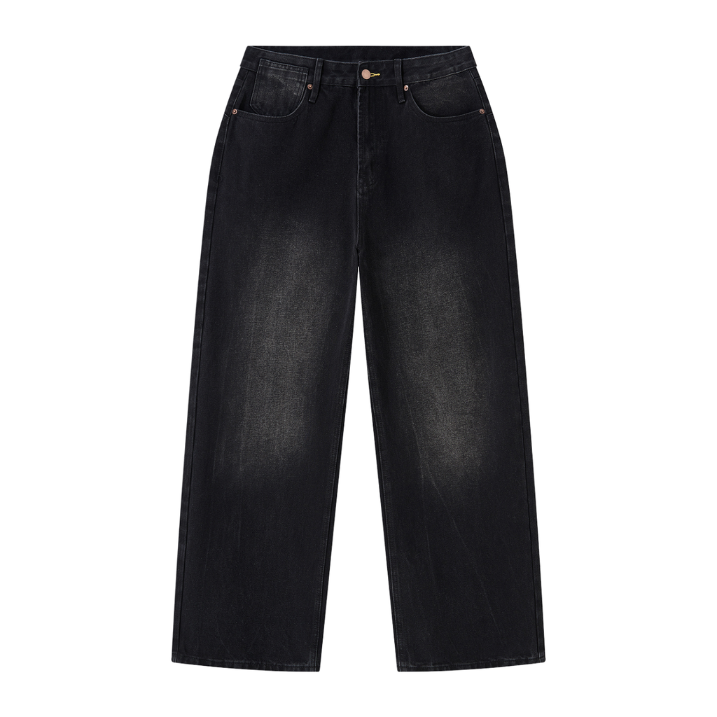 Beesmoove Men's Vintage Wash Wide Leg Jeans