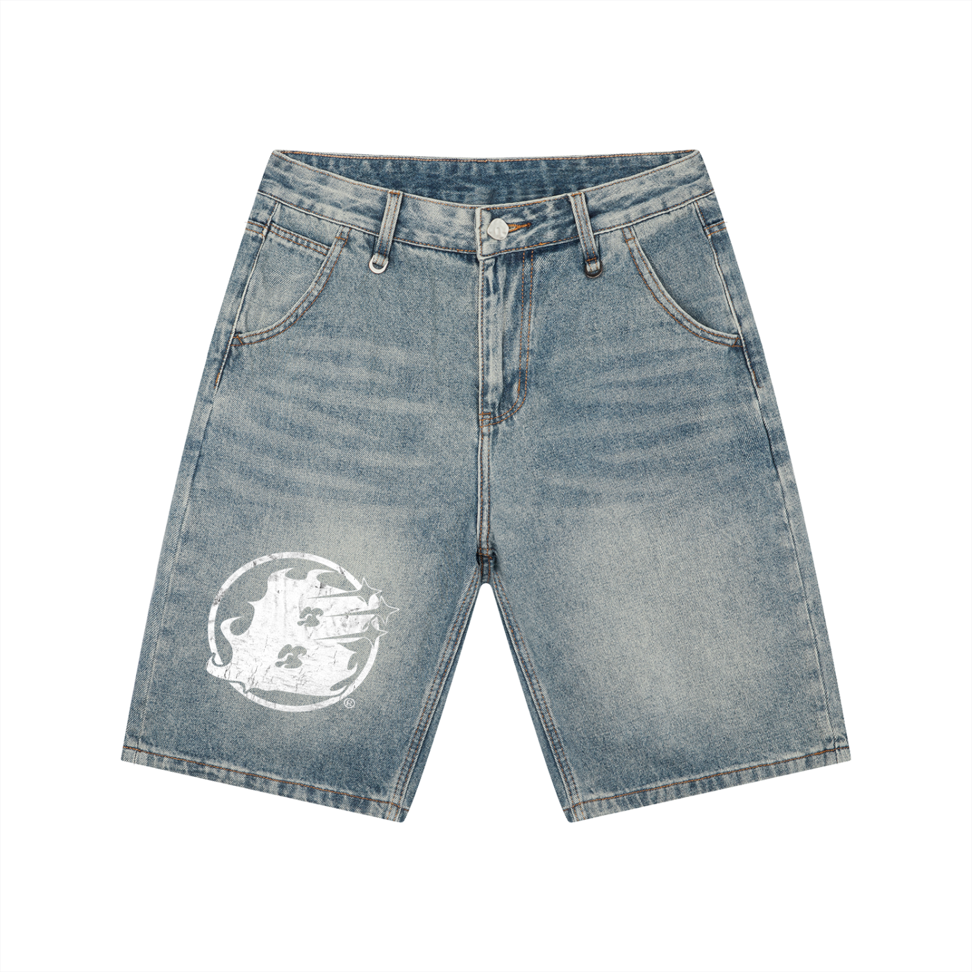 Beesmoove Men's Vintage Wash Denim Shorts