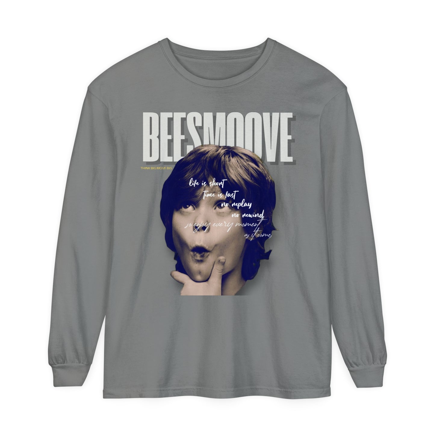 Beesmoove Moments Unreplayed Garment-dyed Long Sleeve T-Shirt - Beesmoove 40.92 Beesmoove Grey-3XL