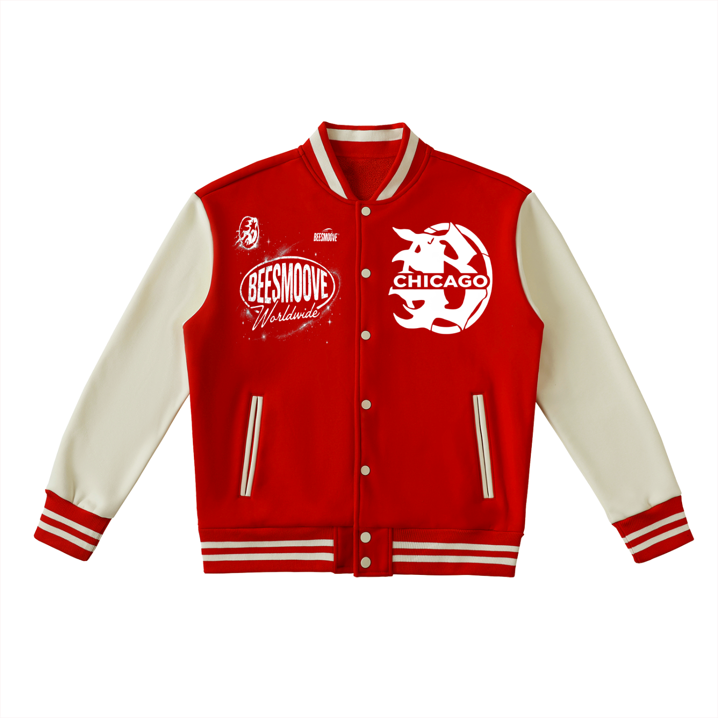 Beesmoove Two-Tone Fleeced Varsity Jacket